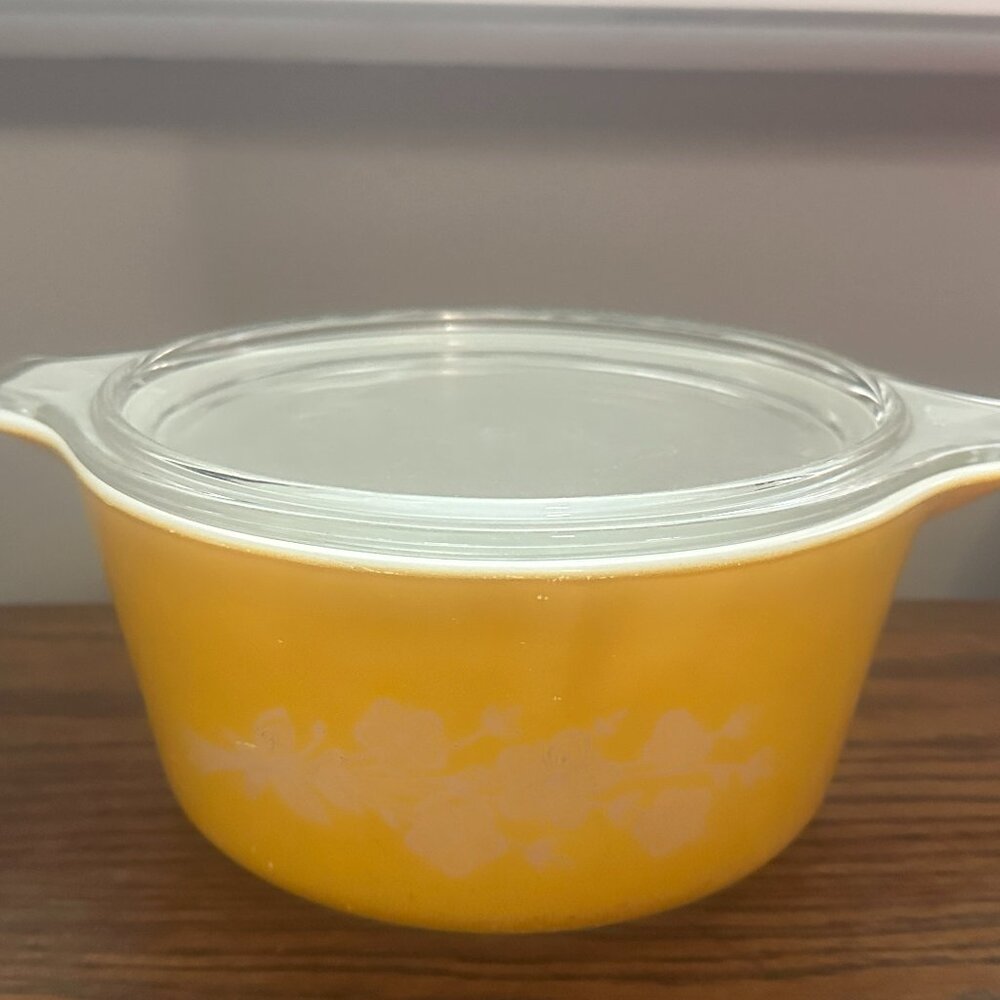 Vintage 70's Pyrex Butterfly Gold Dish
